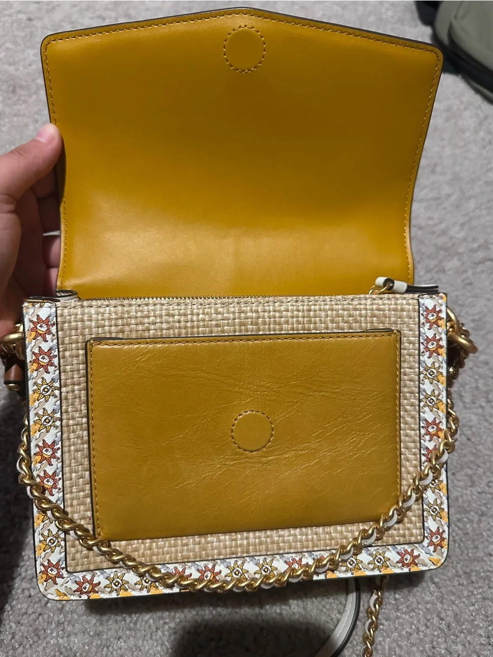 Tory Burch Womens Robinson Straw Convertible Shoulder Bag